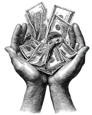 Hands Full of Money